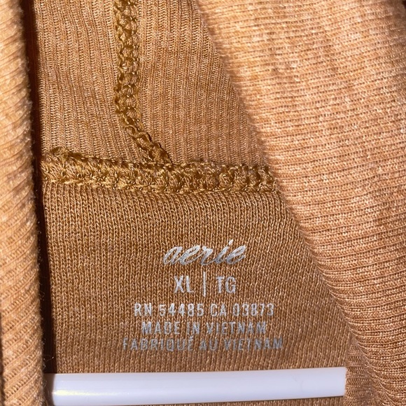 Aerie cowl neck sweatshirt in mustard. - Picture 3 of 6